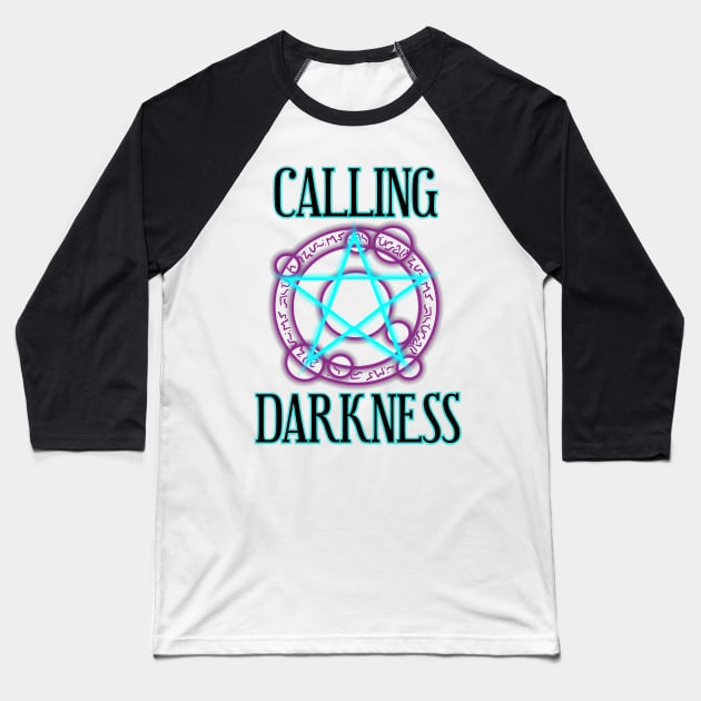 Calling Darkness Logo Baseball T-Shirt by Calling Darkness Podcast